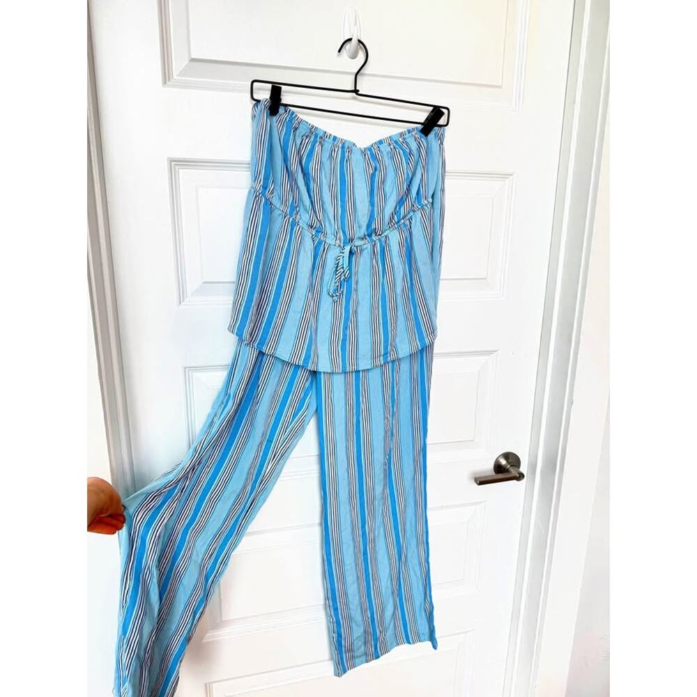 Blue Striped Summer Boho Flare Set